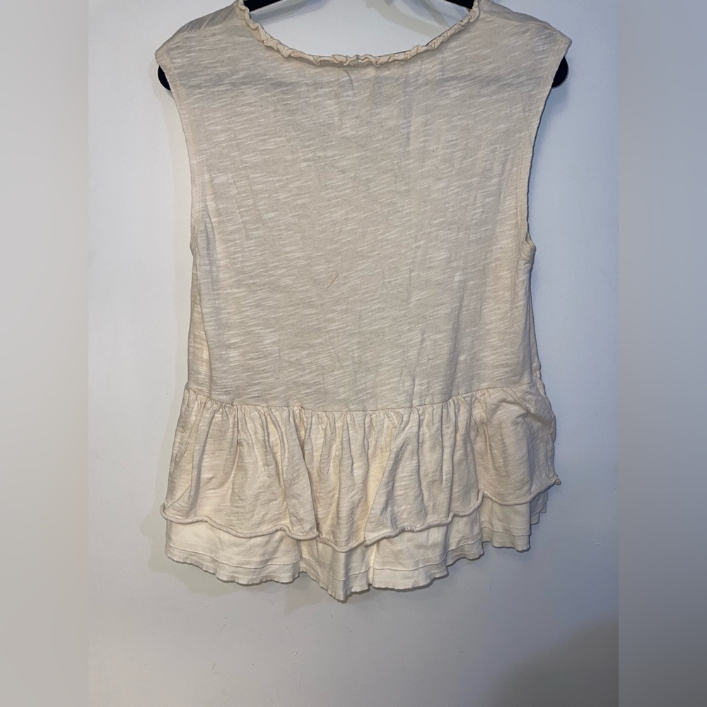 Anthropologie Pilcro Chrissy Babydoll Ruffle Cream Top - Picture 2 of 3